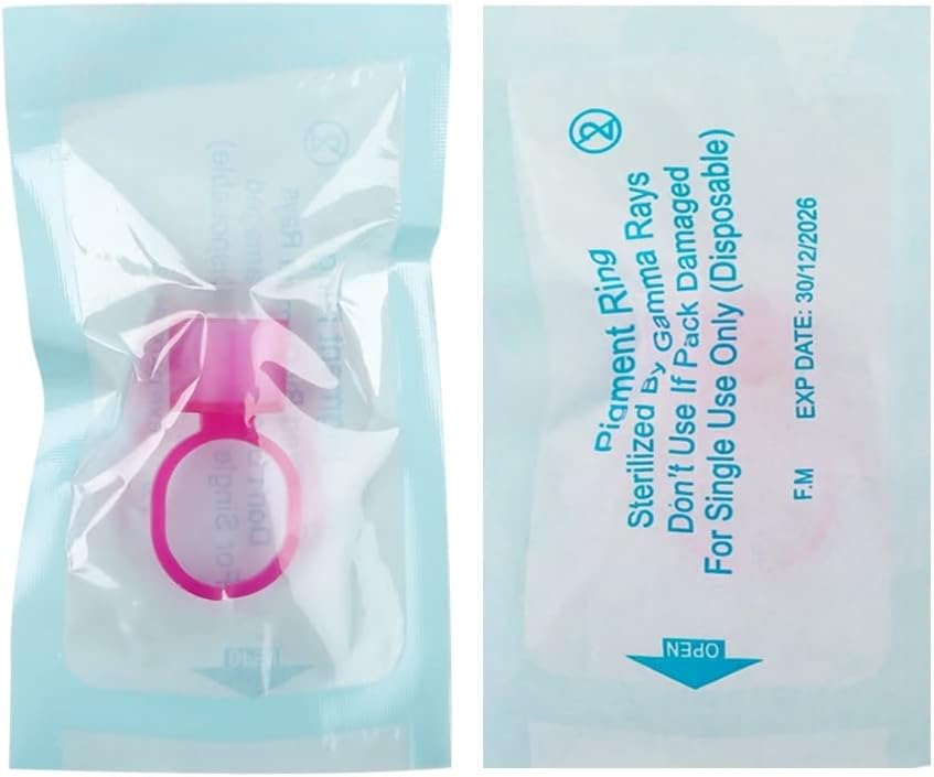 Miniatura 8 de KXJHY 100 vasos para anillos de tinta, anillos de pegamento de pigmento de microblading con copas de tinta de esponja, tapas de maquillaje