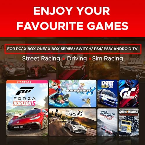 Image of Ant Esports GW190 Racing Steering Wheel with Pedals & Shifter, 270 Rotation, Universal USB, Compatible with PC, PS4, PS3, Xbox One, Xbox Series X /S, Nintendo Switch & Android TV (Black /Silver)