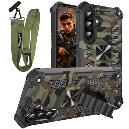 Coque Samsung Galaxy A26 MCS vert camouflage antichoc à cordon