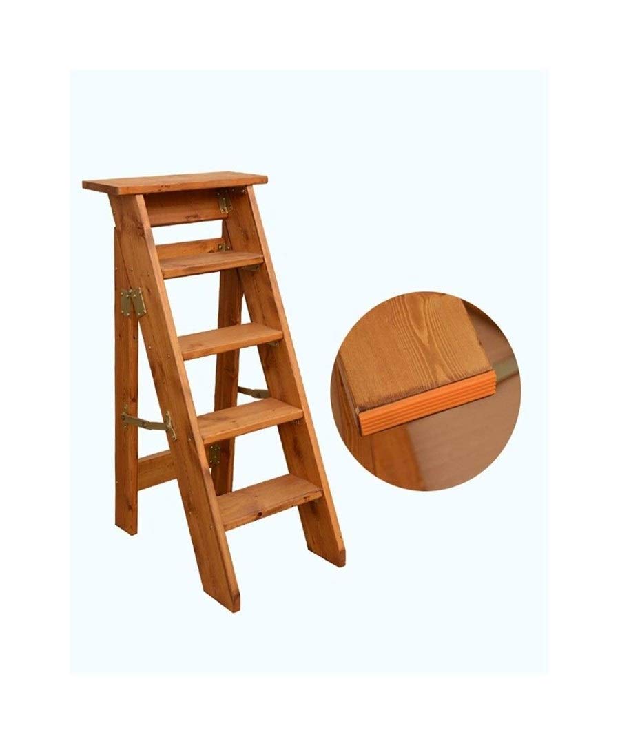 Foldss Costzon Folding Step Stool 3 Tier Wood Ladder Dark | Desertcart ...