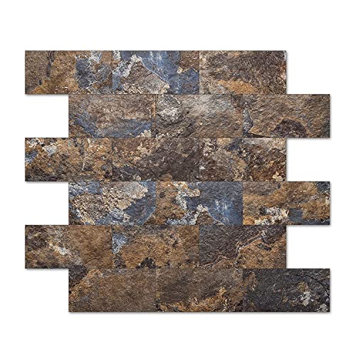 LONGKING 10-Sheet Peel and Stick Backsplash for Kitchen, PVC Stick on Tile for Bathroom Vanities, Kitchen Backsplash, Retro/Rustic Style Wall Décor in Rust Slate LONGKING 10-Sheet Peel and Stick Backsplash for Kitchen, PVC Stick on Tile for Bathroom Vanities, Kitchen Backsplash, Retro/Rustic Style Wall Décor in Rust Slate