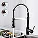 Rubinetto Cucina Lavello con Doccetta Molla a Spirale Girevole 360° a Doppio Modalità di Spruzzo con Flessibili (nero)