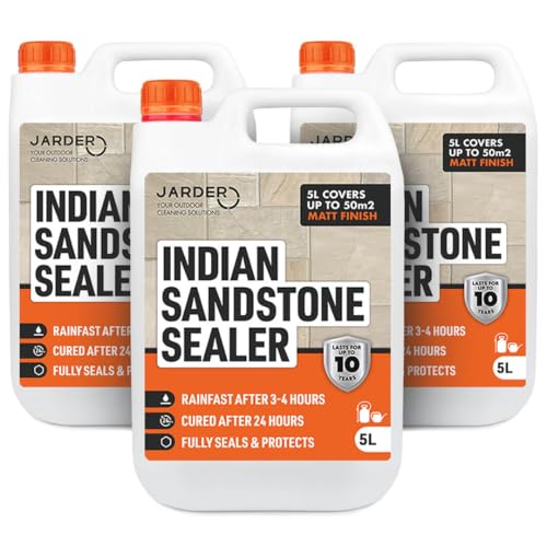 Jarder Indian Sandstone Patio Sealer 3 x 5L - Seal and Protect Your Patio, Driveway and Paths for up to 10 Years - Weatherproof Sealant Solution - Covers 150m2