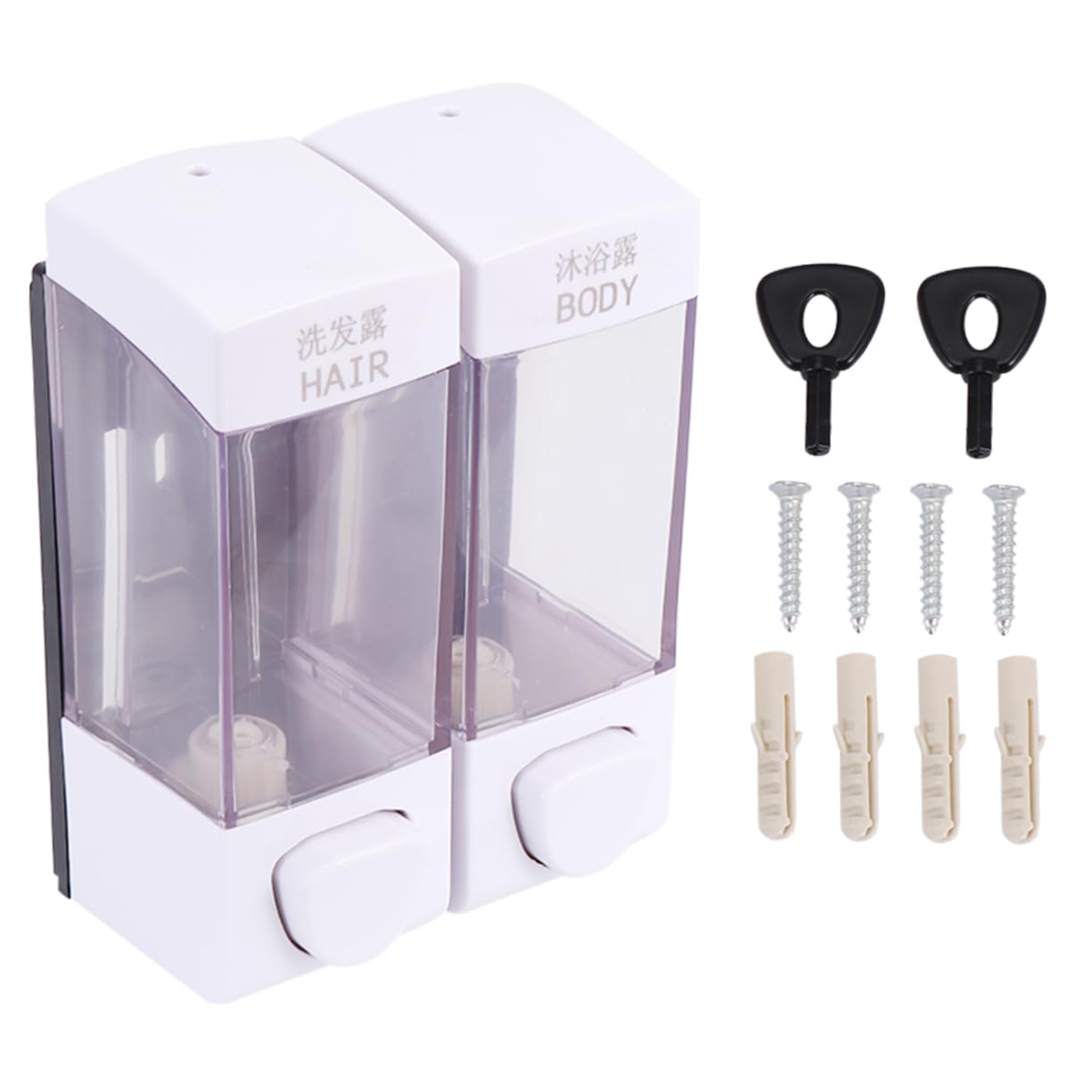 WOONEKY Dispenser Di Sapone Da Parete Da 700 Ml Flacone A Doppia Pressione Per Docciaschiuma E Lozione Per Il Corpo Bianco Facile Da Usare