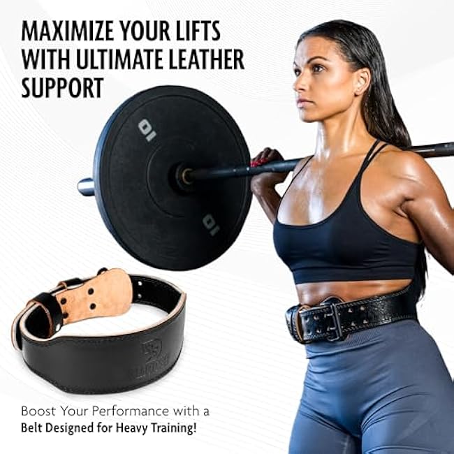 DMoose Fitness Weight Lifting Belt for Men & Women - 7MM Premium Cushioned Lumbar Support & Genuine Leather Adjustable Weightlifting Belt for Squats, Deadlifts & Workouts