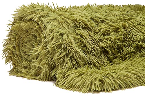 Chanasya Solid Faux Long Fur Throw Blanket - Soft, Fuzzy Throw Blanket - For Bed Or Couch - 50" X 65” - Olive Green #TOP3