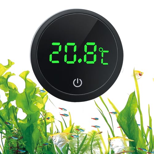 Thermomètre Aquarium, Mini Thermomètre d'Aquarium Numérique avec Ecran Tactile, Affichage LED,Batterie Remplaçable Thermometre Eau sans Fil pour Marine, Eau Doucee,...