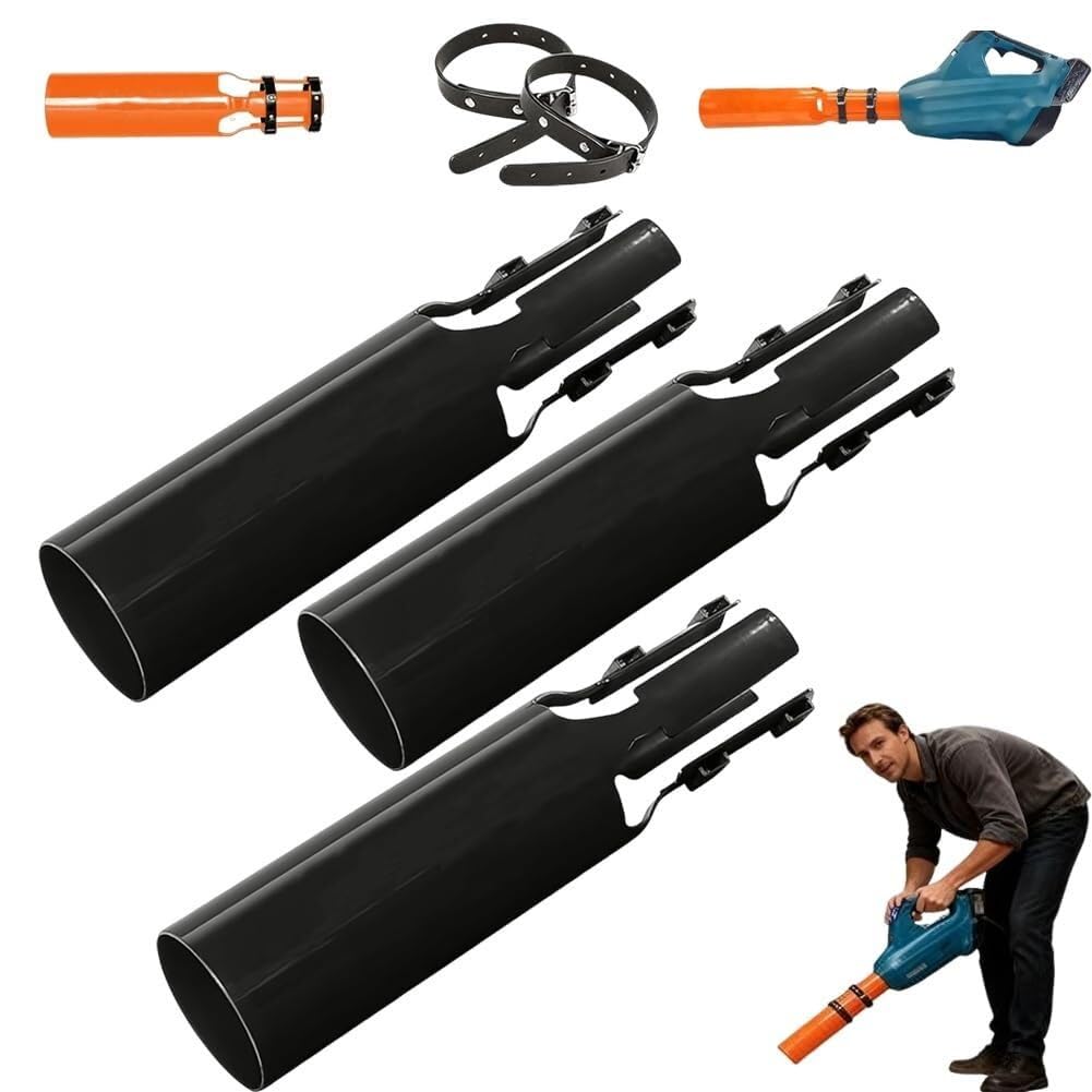 Leaf Blower Vortex Attachment,Cordless Leaf Force Air Booster For 2–4 Inch Blower Tubes, Easy To Install Airflow Accelerator, Yard Cleanup Artifact e0h037(Black 3Pcs)