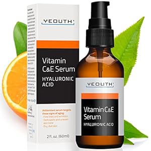 YEOUTH Vitamine C Serum voor Gezicht met Hyaluronzuur en Vitamine E, Anti Aging Huid Serum, Gezichtsserum voor Rimpel en Donkere Vlek, Huidverzorging voor Alle Huidtypes