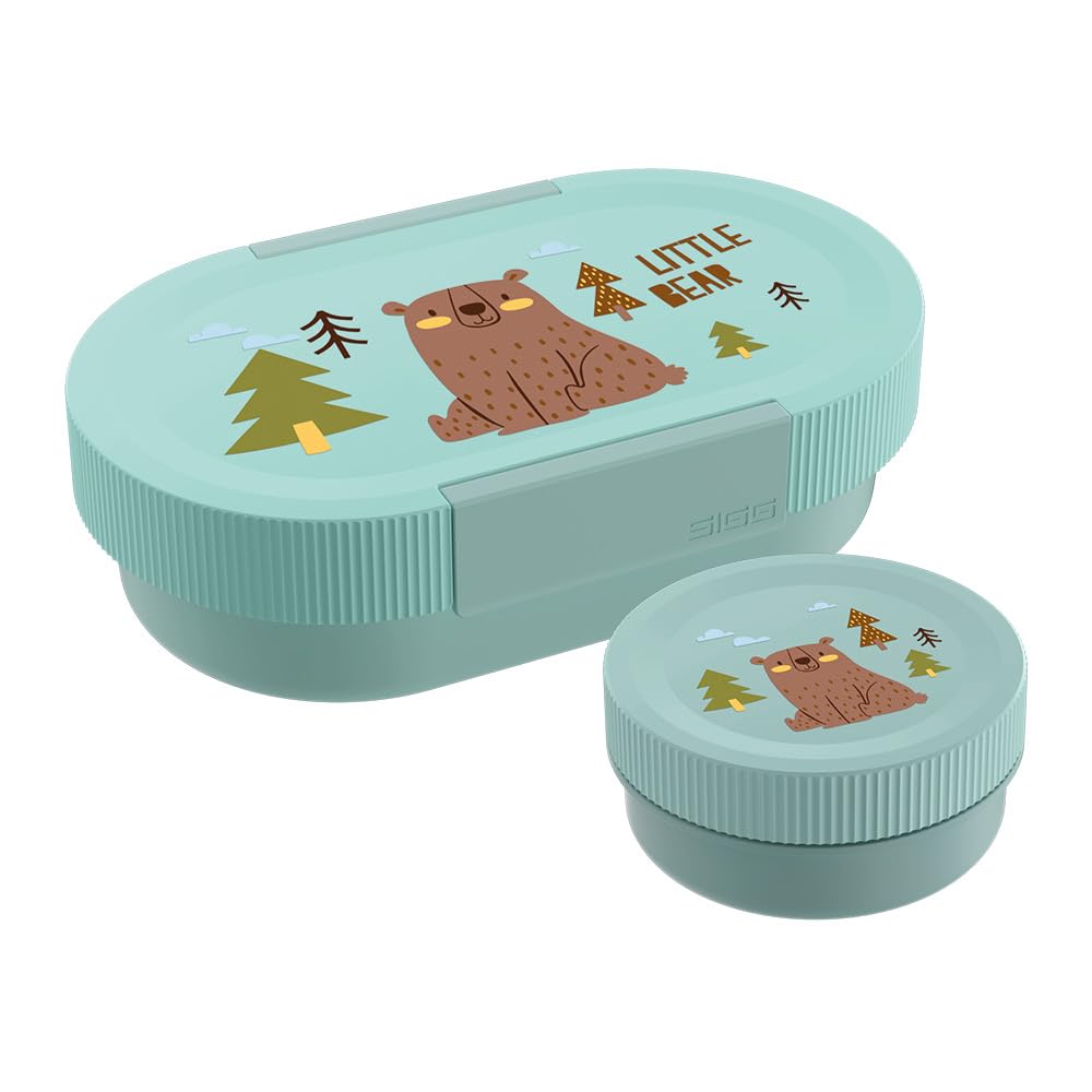 Sigg Lumo Brown Bear Children's Lunch Box with Extra Tin, Feather-Light Unicorn Lunch Box, 2-in-1, BPA-Free, 0.8 L