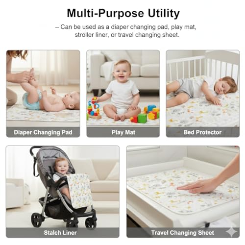 Image of Safe-O-Kid Baby Diaper Changing Mat, 70 x 49 cm Waterproof & Foldable Bed Protector, Soft & Comfortable Changing Pad for Newborns, Travel-Friendly & Easy to Clean - (Pack of 1)