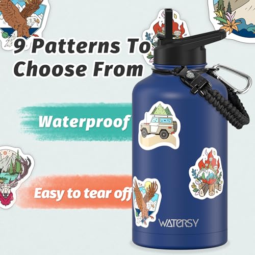 Image of 64oz Insulated Water Bottle (Cold for 48 Hrs),BPA Free&Leak Proof,Half Gallon Stainless Steel Water Flask,Water Jug with Straw Spout Lids for Gym,Hiking,Camping,Deep Blue