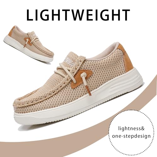 Apakowa Kids Boys Girls Loafers Slip-On Casual Walking Shoes Comfortable & Lightweight (Toddler/Little Kid/Big Kid) Lightbrown thumb #3
