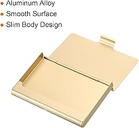 Vista 4 de Patikil Titular de la tarjeta de visita, caja de la tarjeta de metal de aluminio, titular profesional de la tarjeta de bolsillo para el nombre y Oro