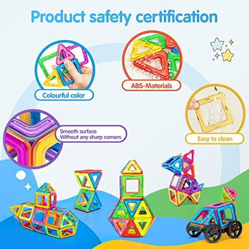 GLADTOP 2023 New Magnetic Building Blocks 44pcs Magnetic Blocks Tiles Set, STEM Educational Construction Toys Blocks for Boys and Girls Age 3 4 5 6 7 Year Old