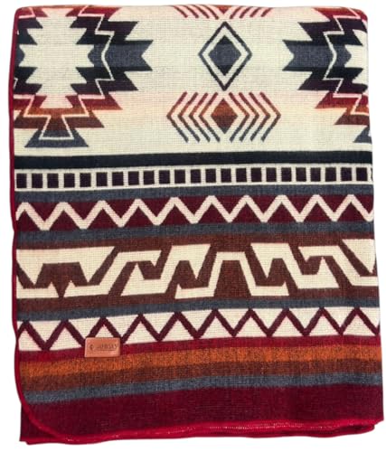 Alpaca Wool Blanket Queen Size 94 x 78 Warm Thick Ultra Soft Reversible 2-in-1 Hypoallergenic Non-Itchy Washable Great for Couch Camping Travel Picnics & Cozy Home Comfort (Red)