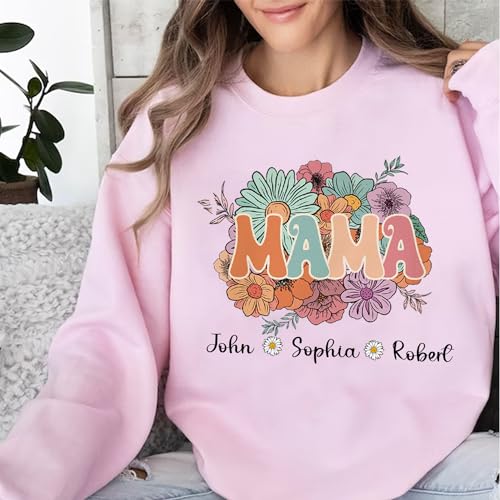 Custom Mama Floral Sweatshirt Custom Gift for Mama Mom Outfit Personalized Sweatshirt4