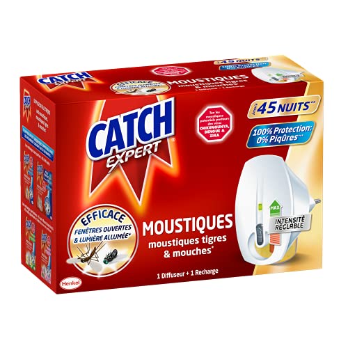 Catch Expert – Diffuseur Electrique Liquide Réglable Anti–Moustiques & Moustiques Tigres & Mouches – Lot de 2 (2x 45 Nuits)