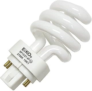 Eiko SP13/27-4P Compact Fluorescent Light Bulb, 13W, G24q-1 Base, T-4 Bulb; Part Number 05251; 3.74"/95mm MOL, 1.97"/50mm MOD, 2.5 Milligram Mercury Content, Liquid HG Form, 900 Lumens