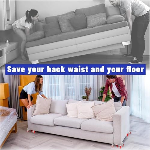 Image of 5-Wheel Furniture Lifter Mover Set, 600kg Heavy Duty Furniture Move Roller Tools with Anti-Slip for Sofa, Wardrobes, Washing Machines, Fridge Adjustable Height