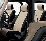 GEARFLAG Neoprene Seat Cover Custom fits Wrangler JK 2007-2017 Unlimited 4 Door no Side airbag Full Set Custom fit (Front + Rear Seats) (Khaki/Black)