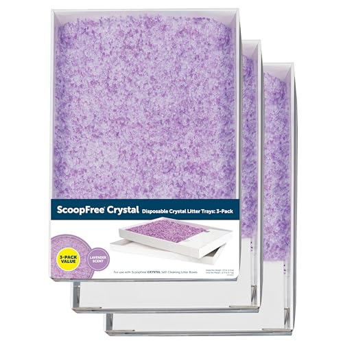 Image of PetSafe ScoopFree Crystal Litter Tray Refills – Lavender Scent – Disposable Tray – Includes Leak Protection & Low Tracking Litter – Absorbs Odours on Contact, 3 trays