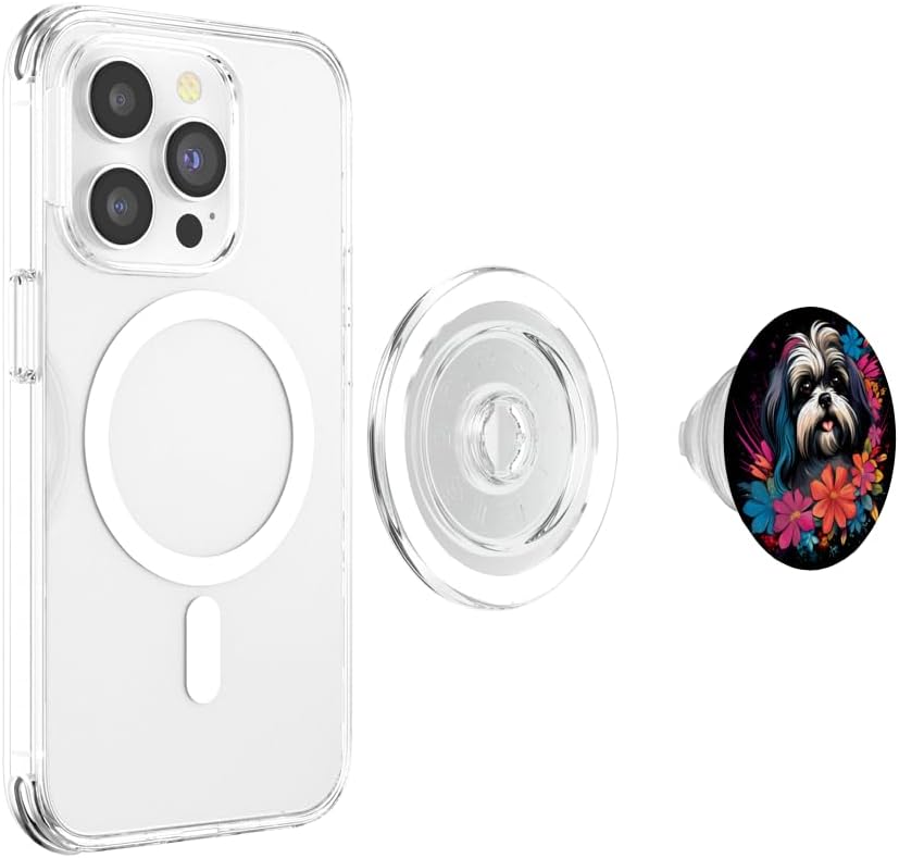 Colorful Shih Tzu watercolor Art Pet Dog Mom Shih Tzu PopSockets MagSafe PopGrip for iPhone