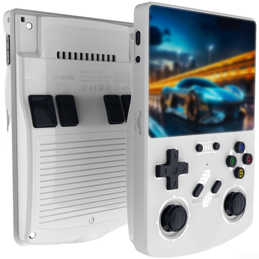 Consola de juegos portátil R40XX, pantalla HD de 4.2 pulgadas, reproductor retro de 128 GB para sistema Linux, dispositivo de juego multijugador (naranja)