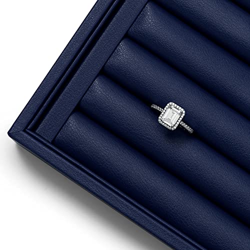 Oirlv PU Leather Jewellery Tray Stackable Ring Tray Jewellery Organiser Tray Jewellery Storage Tray for Stud Earrings Ring Display and Storage - Image 3
