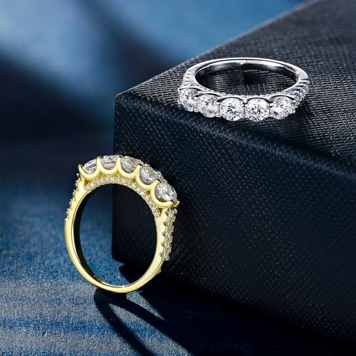 Half Eternity Ring 5A Cubic Zirconia Wedding Band for Women 925 Sterling Silver/Yellow Stacking Ring Size 5-103