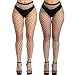 Women High Waist Tights Fishnet Stockings Stretchy Thigh High Stockings Pantyhose,Black(2 Pairs)