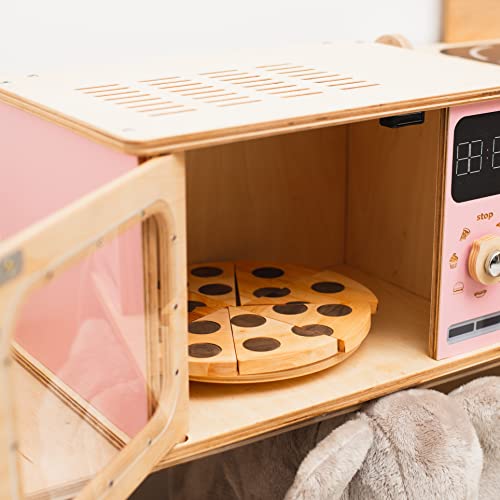 Wooden Kids Microwave Oven Montessori Furniture for Toddler Play Toy Microwave Wood Kids Playroom Natural Wooden Nursery Decor Birthday Baby Gift Neutral Room Kids Gift 2nd 3rd Birthday (Natural) - Image 10