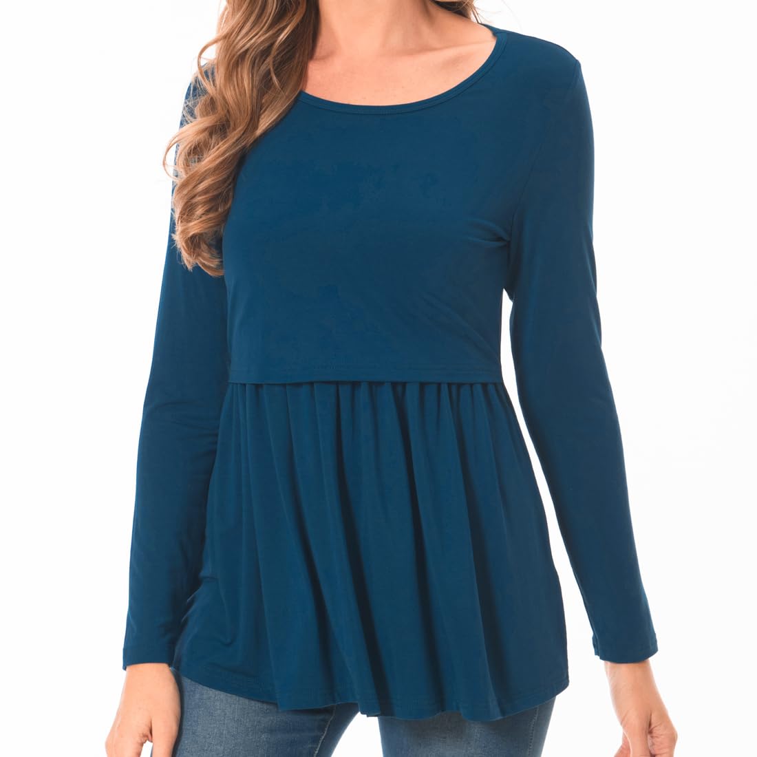 Bearsland Women's Nursing Tops Short Sleeve Scoop Neck Breastfeeding Shirt Maternity Clothes — view 4