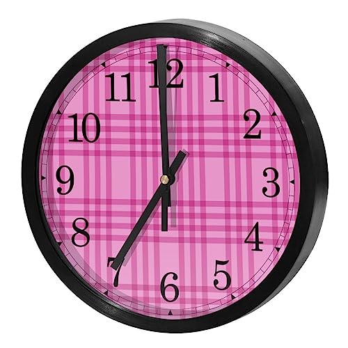 Horloge murale silencieuse à quartz rose à rayures pour la maison - 2