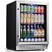Phiestina 24 Inch Beverage Cooler Refrigerator - 175 Can Built-in or Free Standing Beverage Fridge with Glass Door for Soda Beer or Wine - Drink Fridge For Home Bar or Office