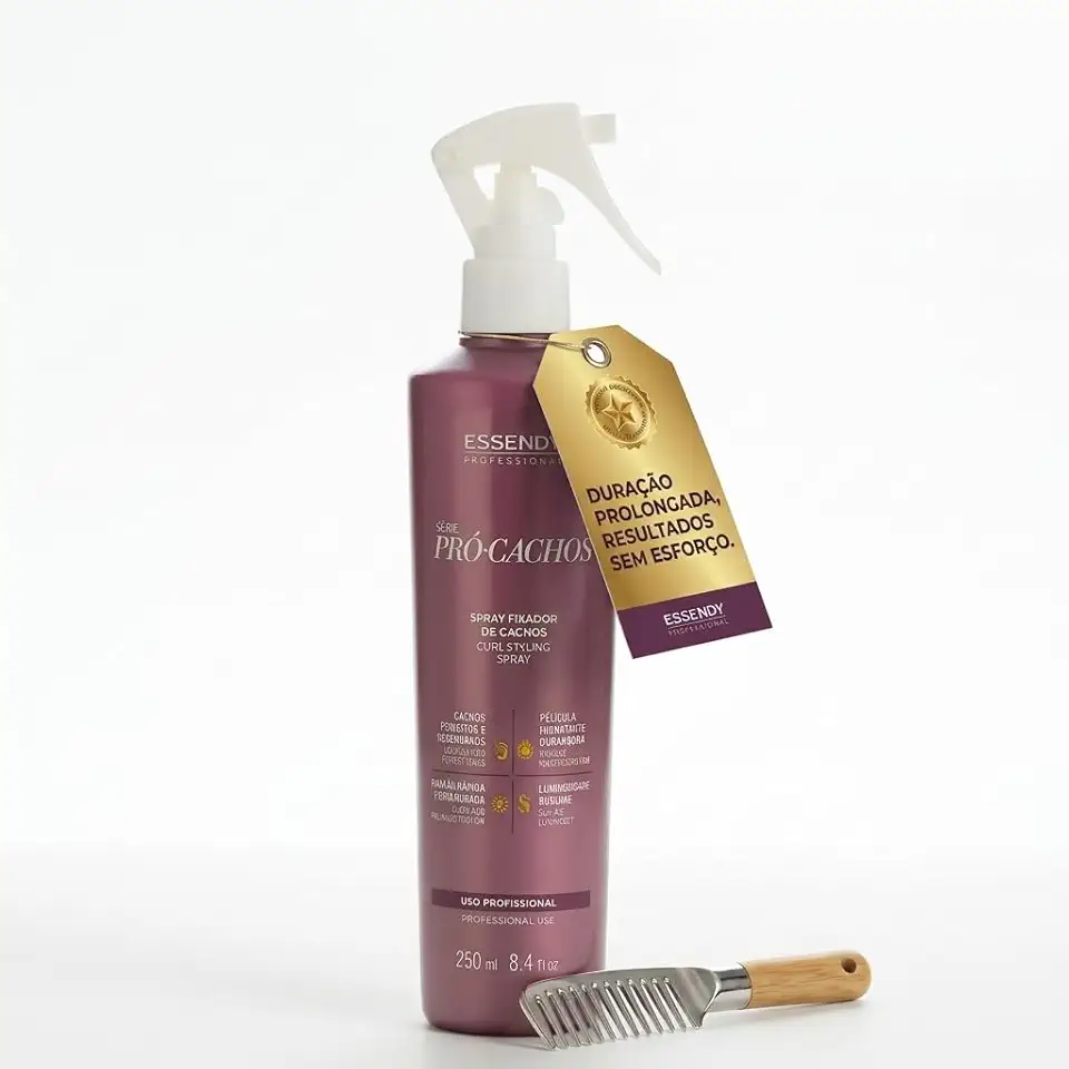 Essendy Spray Definidor de Cachos Pró-Cachos | Finalizador Anti Frizz para Cabelos Cacheados e Crespos | Hidratação com Ácido Hialurônico | Definição Prolongada | 250ml