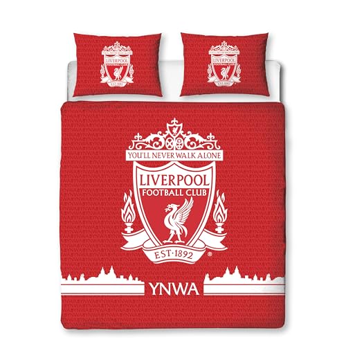 Liverpool FC Officially Licensed Double Duvet Cover Set, Tone Design, Red
