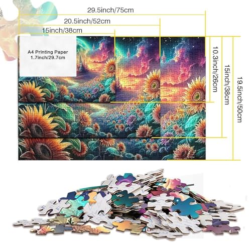 Rompecabezas de 1000 piezas Fantasía de Girasoles para adultos con diseño de 38x26cm 5