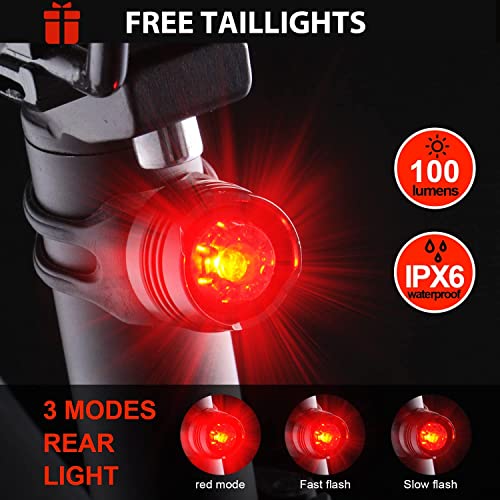 Victagen Bike Light, 2400 Lumens Super Bright Bike Lights Front and Back, USB Rechargeable Bicycle Headlight, Bike Headlight and Back Light Set Fit for: Mountain Road Bikes, Front & Back Illumination - Thumbnail 4