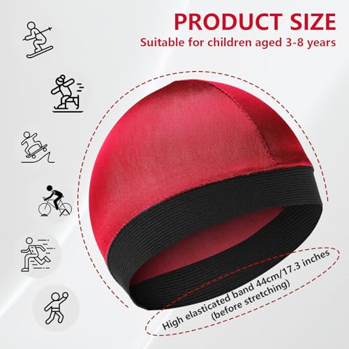3 Pcs Satin Skull Cap Soft Wave Cap Helmet Liner Elastic Skull Caps Sweat Hat for Sport Football Basketball Ski Cycling Outdoor Activities(Red Blue Black)3