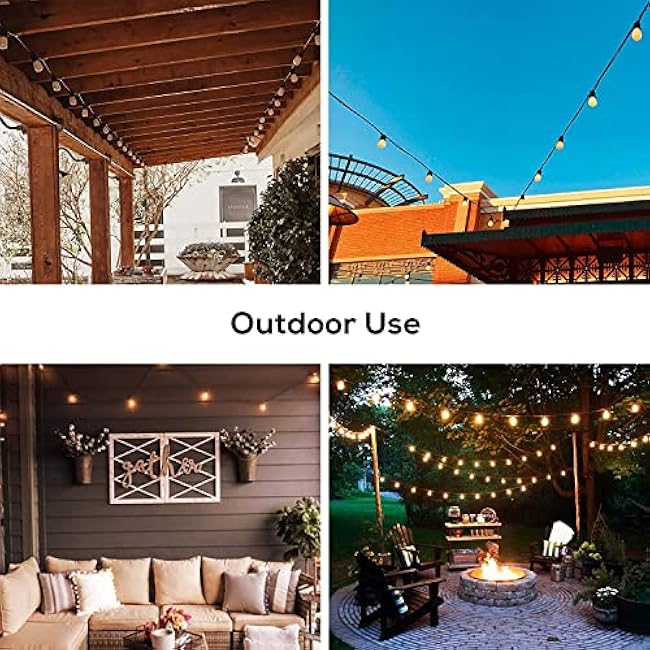 Banord 51FT Outdoor String Lights, Waterproof Patio Lights with 18 Shatterproof LED Bulb Hanging Light String, Black String Light Outdoor for Backyard, Garden, Porch, Cafe, Deck, Wedding, Party