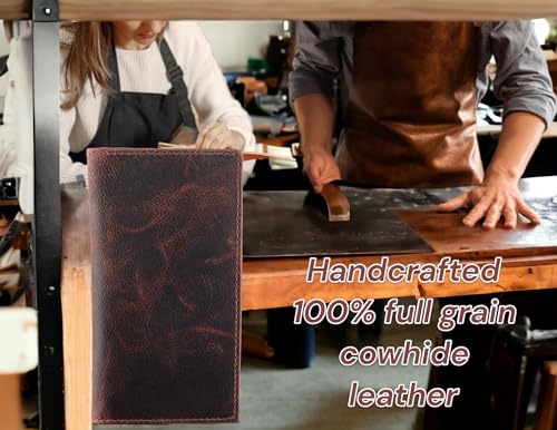 Image of F&L CLASSIC Men's RFID Vintage Look Genuine Leather Long Bifold Wallet Checkbook Wallets, hard wax crunch, Classic