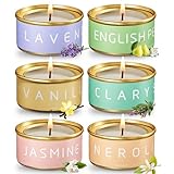 Floral Scented Candles Gift Set, Natural Beeswax with Essential Oils, Holiday Aromatherapy Candles for Christmas Stocking Stuffer, Birthday, Mother's Day, Gift Ideas for Women, 6-Pack Variety Scents