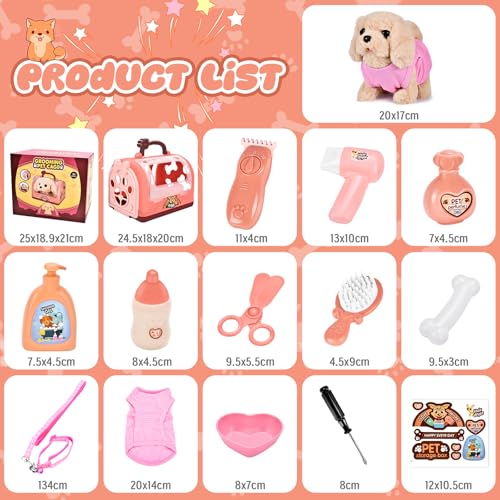 Herefun Hund Spielzeug Kinder, Elektrisch Plüsch Hund, Interaktives der läuft bellt Schwanzwedelt, Haustier Hundespielzeug Elektrisches, Kuscheltier mit Leine Hundekäfig Geschenk Mädchen ab 3 Jahren