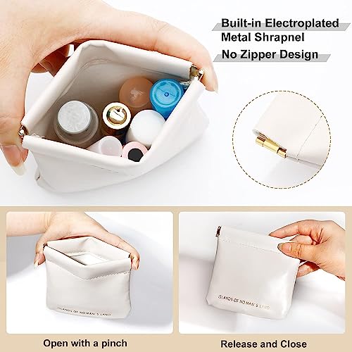 Image of House of Quirk Cosmetic Bag for Women's Makeup Bag for Purse Travel Makeup Organizer Bag Waterproof Makeup Pouch with Sunglasses Case (Pack of 3, White)27 cms