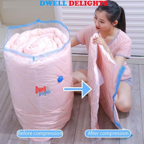 Image of Smart Saver Vacuum Bags for Travel, Space Saver Bags 5 Pack (1 Large 2 Medium 2 Small) Storage Bags for Clothes, Sealer Bags, Vaccine Sealed Airtight Ziplock Bag with Hand Pump