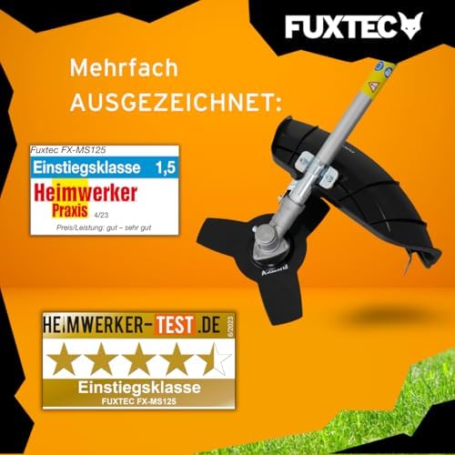 Bild 5 - FUXTEC Benzin Motorsense FX-MS125 – 25,4 CCM / 1PS Leistung – 2-Takt Rasentrimmer nur 5,5kg – Freischneider mit 305mm Schnittbreite – Trimmer mit Faden und Messer