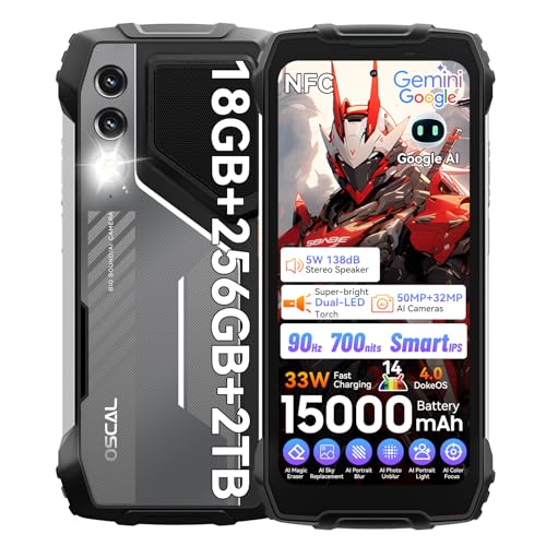 OSCAL Pilot 1 Rugged Smartphone, 15000mAh, 18GB+256GB, Dual SIM, 6.67" Display
