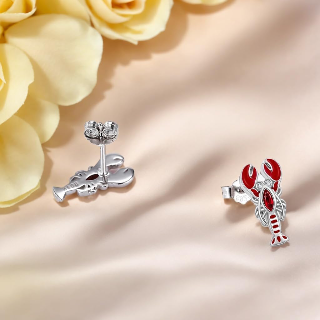 YAFEINI Lobster Earrings 925 Sterling Sliver Lobster Stud Earrings Ocean Theme Langouste Jewelry Gifts For Women - Image 2