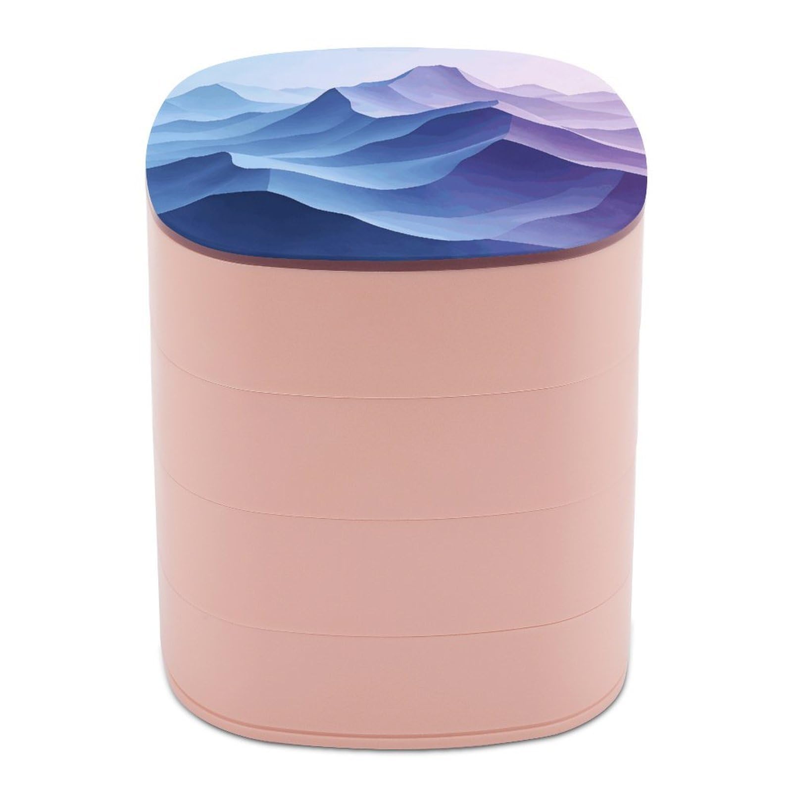 LZQPOEAS Abstract Topographic Map Jewelry Box Women Jewelry Organizer Travel Jewelry Case Cute Necklace Ring Storage Organizer 4-Layer Rotating Jewelry Tray Case with Mirror for Bracelets